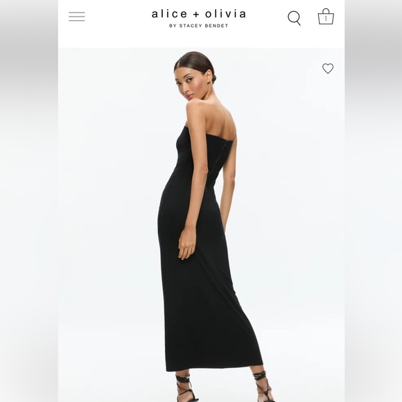 NWT Alice + Olivia Delora Strapless Maxi Black Size 6 - Picture 3 of 4